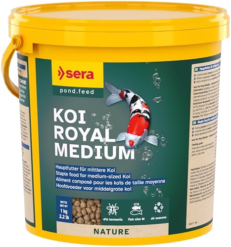 sera Koi Royal Medium 3,8L (1kg) | Hauptfutter für 12-25 cm Koi | frei von Farb- & Konservierungsstoffen | Omega-Fettsäuren & Mannan-Oligosaccharide | leicht verdaulich & wasserfreundlich von sera