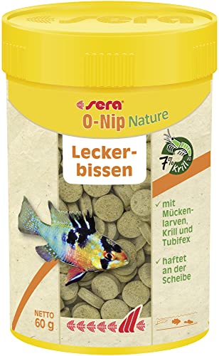 sera O-Nip Nature 100 ml - Leckerbissen als Hafttabletten mit 7% Krill für die gesunde Abwechslung - Fischfutter fürs Aquarium mit sehr hoher Verwertbarkeit, somit weniger Algen von sera