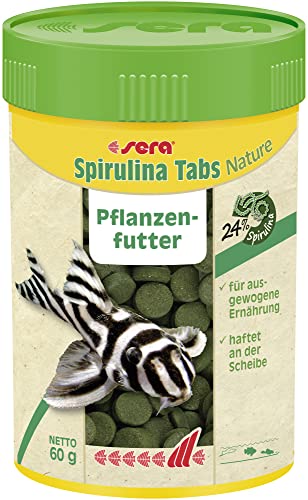 sera Spirulina Tabs Nature 100 ml (60 g) - Hafttabletten mit 24 % Spirulina für eine gesunde Verdauung und Vitalität, Futtertabletten Aquarium von sera