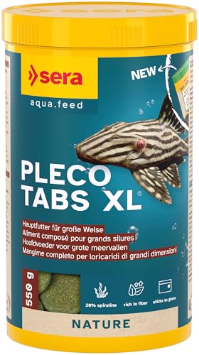 sera Wels-Tabs XXL Nature 1000 ml | Hauptfutter für größere Aquarien Welse & Bodenfische | Mit 19% natürlichem Spirulina | Unterstützt Verdauung & Gesundheit | Wasserfreundlich & formstabil von sera