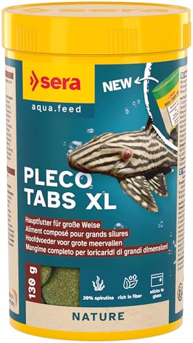 sera Wels-Tabs XXL Nature 250 ml | Hauptfutter für größere Aquarien Welse & Bodenfische | Mit 19% natürlichem Spirulina | Unterstützt Verdauung & Gesundheit | Wasserfreundlich & formstabil von sera