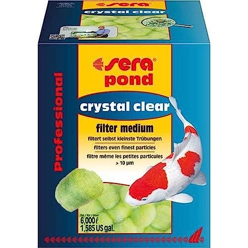 sera crystal clear Professional 350g ein Schwebealgenvernichter oder gegen grünes Wasser im Teich, Filterwatte in Ballform mehrfach auswaschbar, die 3D-Faserstruktur entfernt selbst kleinste Trübung von sera