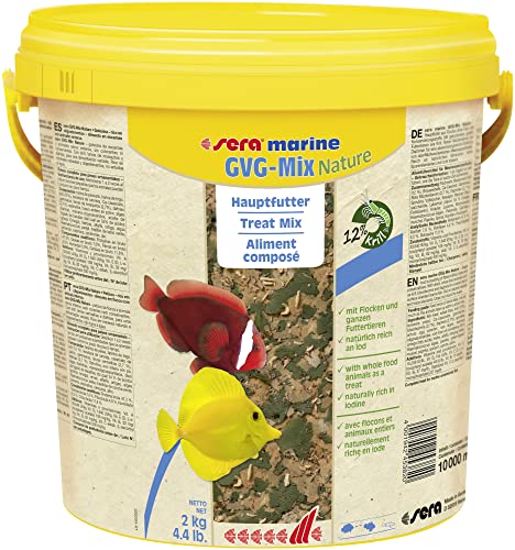 sera marine GVG-Mix Nature 10 L (2 kg) das Meerwasser Hauptfutter aus Flocken & getrockneten Futtertieren für Meerwasserfische, Meerwasser Futter mit hoher Verwertbarkeit, somit weniger Algen von sera