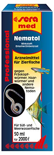 sera med Professional Nematol 50 ml - Arzneimittel für Fische gegen Fräskopfwürmer, Haarwürmer und andere Nematoden, Medizin fürs Aquarium von sera