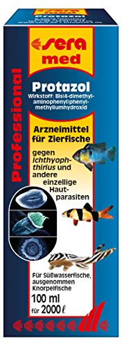 sera med Professional Protazol 100 ml - Arzneimittel für Fische gegen einzellige Hautparasiten wie Ichthyophthirius multifiliis, Medizin fürs Aquarium von sera