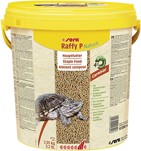 sera Raffy P Nature 10 l | Wasserschildkröten Futter | Ausgewogene Nahrung für Schildkröten | enthält tierische und pflanzliche Inhaltsstoffe | Fischfutter Made in Germany von sera