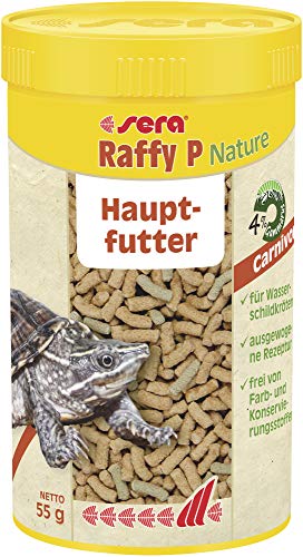 sera Raffy P Nature 250 ml | Wasserschildkröten Futter | Ausgewogene Nahrung für Schildkröten | enthält tierische und pflanzliche Inhaltsstoffe | Fischfutter Made in Germany von sera
