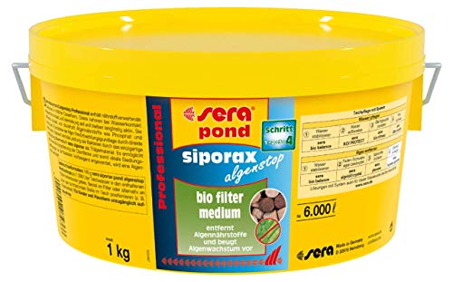 sera siporax Pond algenstop Professional | Biologisches Filtermedium | Nährstoffverwertende Bakterien | Phosphat-Entfernung | Hochleistungsfilter | Natürlicher Algen-Schutz | 1 kg Inhalt von sera