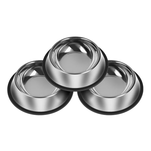 Futternapf aus Edelstahl, rutschfest, unzerbrechlich, dick, 370 ml, Gummiunterseite für kleine, mittelgroße und große Haustiere, perfektes Geschirr für Indoor-Hunde, 3 Stück Futternapf aus Edelstahl, rutschfest, unzerbrechlich, dick, 370 ml, Gummiunterseite für kleine, mittelgroße und große Haustiere, perfektes Geschirr für Indoor-Hunde, 3 Stück von Serentive