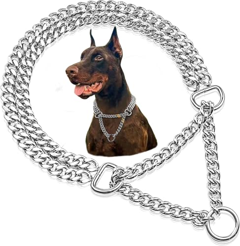 Martingale-Hundehalsband, aus Metall, kaufest, kaufest, verchromt, 2 Glieder für kleine, mittelgroße und große Hunde (Silber, Größe S (für Halsumfang 30,5 - 37,8 cm) von Serijoars