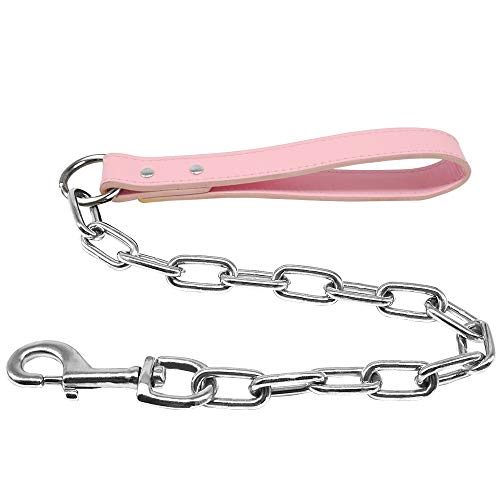 Robuste Hundeleine mit Metallkette, 71,1 cm Länge, mit PU-Ledergriff, für große und mittelgroße Haustiere, Rosa Robuste Hundeleine mit Metallkette, 71,1 cm Länge, mit PU-Ledergriff, für große und mittelgroße Haustiere, Rosa von Serijoars