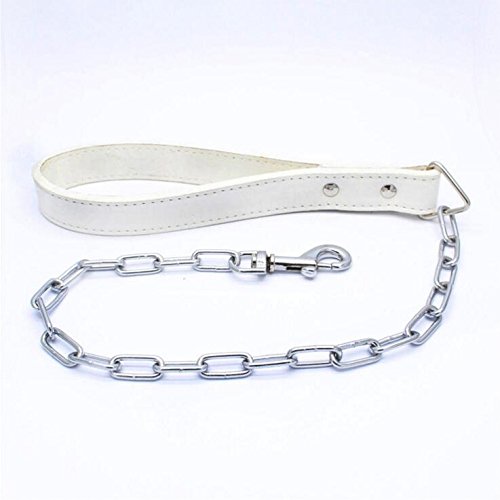 Robuste Hundeleine mit Metallkette, 71,1 cm Länge, mit PU-Ledergriff, für große und mittelgroße Haustiere, Weiß Robuste Hundeleine mit Metallkette, 71,1 cm Länge, mit PU-Ledergriff, für große und mittelgroße Haustiere, Weiß von Serijoars