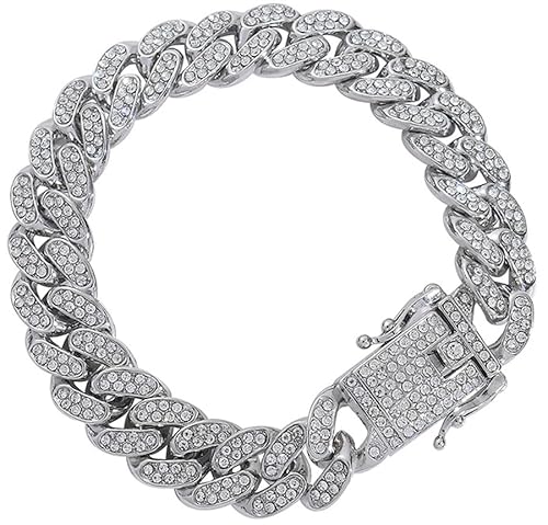 Serijoars Hundehalsband, Diamant, kubanisches Glieder-Hundehalsband, 13 mm breit, Metall, Welpen-Halskette, niedlicher Modeschmuck, Zubehör für kleine, mittelgroße und große Haustiere, Katzen (Silber Serijoars Hundehalsband, Diamant, kubanisches Glieder-Hundehalsband, 13 mm breit, Metall, Welpen-Halskette, niedlicher Modeschmuck, Zubehör für kleine, mittelgroße und große Haustiere, Katzen (Silber von Serijoars