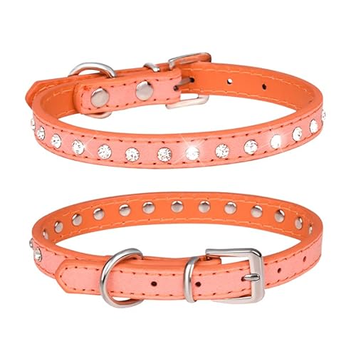 Serijoars Hundehalsband für Welpen, mit Kristalldiamanten, bunt, glitzernd, für Mädchen, Welpen, kleine Hunde, Katzen (XS, Orange) von Serijoars