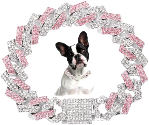 Serijoars Hundekette, Diamant-Halsband, glitzernde Diamanten, kubanische Gliederkette, Welpenhalsband, Glitzerkette, Strass-Hundehalskette für kleine, mittelgroße und große Haustiere (Rosa, 55,9 cm) Serijoars Hundekette, Diamant-Halsband, glitzernde Diamanten, kubanische Gliederkette, Welpenhalsband, Glitzerkette, Strass-Hundehalskette für kleine, mittelgroße und große Haustiere (Rosa, 55,9 cm) von Serijoars