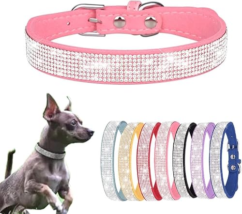 Serijoars Kleines Hundehalsband mit Strasssteinen und Diamanten, bunt, glitzernd, Größe S, Rosa Serijoars Kleines Hundehalsband mit Strasssteinen und Diamanten, bunt, glitzernd, Größe S, Rosa von Serijoars