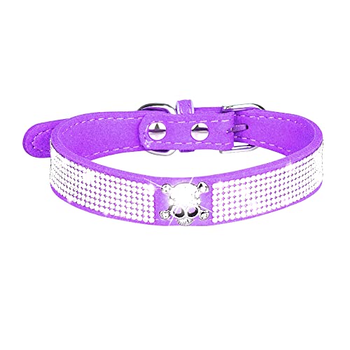 Serijoars Kleines Hundehalsband mit Strasssteinen und Diamanten, bunt, glitzernd, für Mädchen, Welpen, Katzen (XS, Violett5) von Serijoars