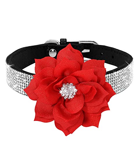 Serijoars Kleines Hundehalsband mit Strasssteinen und Diamanten, bunt, glitzernd, für Mädchen, Welpen, Katzen (XXS, Schwarz6) von Serijoars