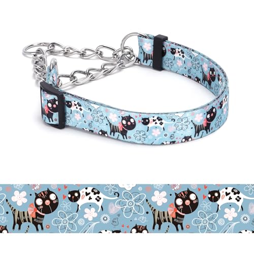 Serijoars Martingale Halsband für Hunde, strapazierfähiges Blumenmuster, weibliches Sicherheits-Nylon-Trainings-Hundehalsband mit Blumen-Design, für große, mittelgroße und kleine Hunde (10, M) von Serijoars