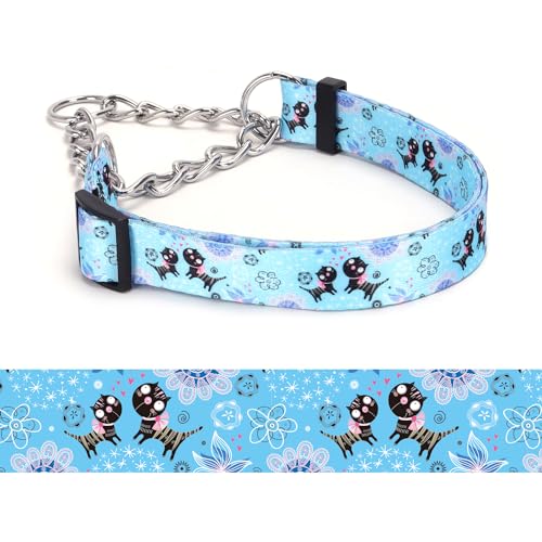 Serijoars Martingale Halsband für Hunde, strapazierfähiges Blumenmuster, weibliches Sicherheits-Nylon-Trainings-Hundehalsband mit Blumen-Design, für große, mittelgroße und kleine Hunde (18, L) von Serijoars