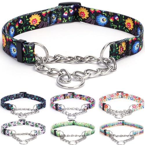 Serijoars Martingale Halsband für Hunde, strapazierfähiges Blumenmuster, weibliches Sicherheits-Nylon-Trainings-Hundehalsband mit Blumen-Design, für große, mittelgroße und kleine Hunde (XL, Schwarz) Serijoars Martingale Halsband für Hunde, strapazierfähiges Blumenmuster, weibliches Sicherheits-Nylon-Trainings-Hundehalsband mit Blumen-Design, für große, mittelgroße und kleine Hunde (XL, Schwarz) von Serijoars