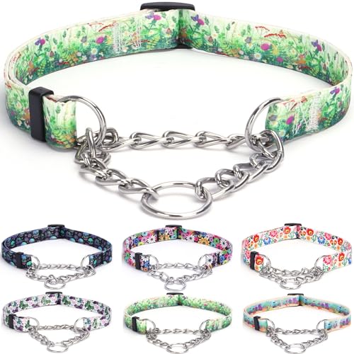 Serijoars Martingale Halsband für Hunde, strapazierfähiges Blumenmuster, weibliches Sicherheits-Nylon-Trainings-Hundehalsband mit Blumen-Design, für große, mittelgroße und kleine Hunde (XL, Gras) Serijoars Martingale Halsband für Hunde, strapazierfähiges Blumenmuster, weibliches Sicherheits-Nylon-Trainings-Hundehalsband mit Blumen-Design, für große, mittelgroße und kleine Hunde (XL, Gras) von Serijoars