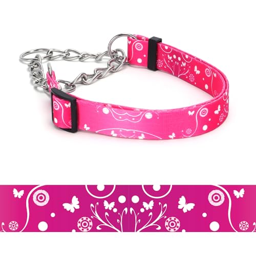 Serijoars Martingale Halsband für Hunde, strapazierfähiges Blumenmuster, weibliches Sicherheits-Nylon-Trainings-Hundehalsband mit Blumen-Design – große, mittelgroße und kleine Hunde (6, L) von Serijoars