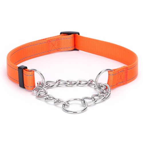 Serijoars Martingale Hundehalsband, Trainer-zugelassen, begrenztes Schlupfhalsband mit Edelstahlkette, modifiziertes Cinch-Halsband für sanftes und effektives Haustiertraining (Orange, S) von Serijoars