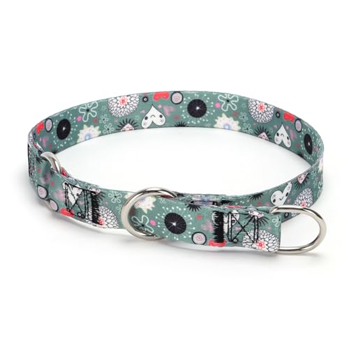 Serijoars Martingale Hundehalsband, kein Ziehen, Trainingshalsband mit Blumen, mehrfarbig, niedliche Muster und verschiebbarer Stop-Ring (Nr. 5, M) von Serijoars