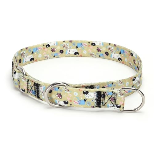 Serijoars Martingale Hundehalsband, kein Ziehen, Trainingshalsband mit Blumen, mehrfarbig, niedliche Muster und verschiebbarer Stop-Ring (Nr. 8, M) von Serijoars