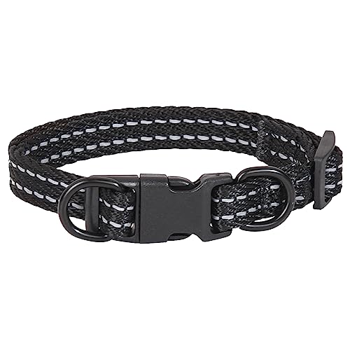 Serijoars Reflektierendes Hundehalsband, Basic Hund Katze Halsband Schnalle Verstellbares Polyester Hundehalsband für Kleine Mittel Große Hunde, Perfektes Haustier Halsband Geschenk (S, Schwarz) von Serijoars