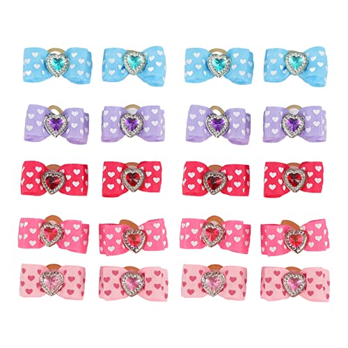 20 Stück Haustier-Schleifen-Gummiband, niedlich, herzförmig, bezaubernd, Polyester-Kopf, Blume, praktische Hunde-Haarschleifen für Verschiedene Hunde 20 Stück Haustier-Schleifen-Gummiband, niedlich, herzförmig, bezaubernd, Polyester-Kopf, Blume, praktische Hunde-Haarschleifen für Verschiedene Hunde von Serlium
