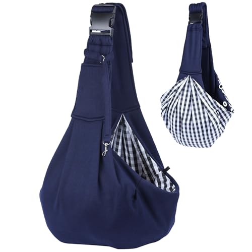 Sertay Verstellbarer Hundetragetasche, Reversibel Kleine Hundetragetasche, Pet Sling Carrier, Hunde Tasche Haustiere, Angenehm Tragetasche Hund, Geeignet für Tägliches Wandern, Einkaufen (Dunkel Blau) von Sertay
