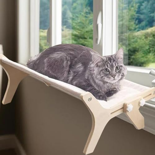 Katzen-Fensterstange, Katzenhängematte, , Katzenfensterbank, faltbar, Flanell-Katzenfensterbett, maschinenwaschbar, Bettbezug, Holzhängematte, Ruhesitz für alle Jahreszeiten von Setauoo