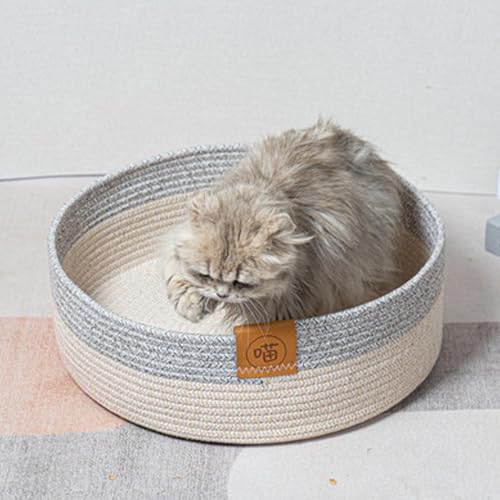 Katzenbett Haustierbett, Katzenkorb Zum Schlafen Aus Baumwollseilen, Katzenbett Waschbar, Rundes Gewebtes Katzenbettchen, Hundebett Korb Geflochten Für Katzen Schlafplatz 40 cm Katzenbett Haustierbett, Katzenkorb Zum Schlafen Aus Baumwollseilen, Katzenbett Waschbar, Rundes Gewebtes Katzenbettchen, Hundebett Korb Geflochten Für Katzen Schlafplatz 40 cm von Setauoo