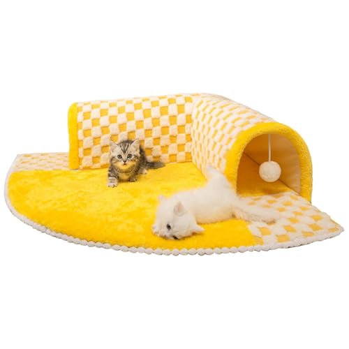 Setauoo Katzentunnelbett Für Hauskatzen, 2 In 1 Katzenspieltunnel Mit Teppich, Abnehmbares Und Waschbares Katzenhöhlenbett, Interaktives Katzenhöhlenhaus Mit 2 Plüschkugel 60x60x22cm Setauoo Katzentunnelbett Für Hauskatzen, 2 In 1 Katzenspieltunnel Mit Teppich, Abnehmbares Und Waschbares Katzenhöhlenbett, Interaktives Katzenhöhlenhaus Mit 2 Plüschkugel 60x60x22cm von Setauoo
