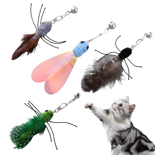 Setauoo Ersatzspielzeug für Katzen, interaktives Angelruten-Nachfüll-Set, 4 Stück, fliegender Wurm, Katzenstab, Spielzeug, Teaser-Aufsatz für Indoor-Kätzchen und Erwachsene Setauoo Ersatzspielzeug für Katzen, interaktives Angelruten-Nachfüll-Set, 4 Stück, fliegender Wurm, Katzenstab, Spielzeug, Teaser-Aufsatz für Indoor-Kätzchen und Erwachsene von Setauoo