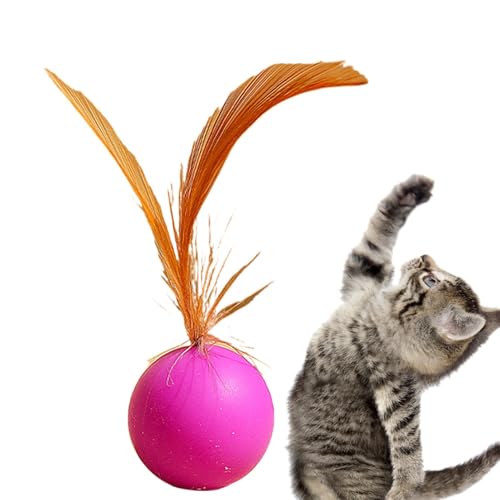 Setauoo Federball Katzenspielzeug, Katzenspielzeug mit Federn – mittelgroßer Katzen-Beißball mit Federn, interaktiver Haustier-Hüpfball, solide, elastisch, für Welpen Setauoo Federball Katzenspielzeug, Katzenspielzeug mit Federn – mittelgroßer Katzen-Beißball mit Federn, interaktiver Haustier-Hüpfball, solide, elastisch, für Welpen von Setauoo