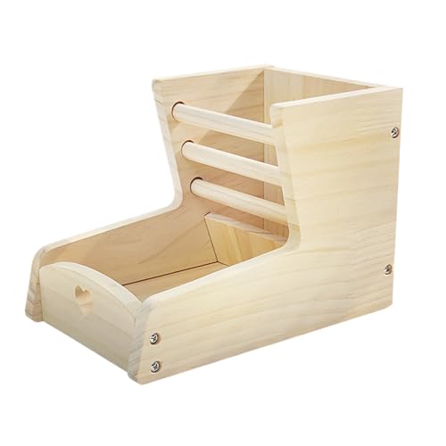 Setauoo Heuraufe, Chinchilla Futterstelle, 2-in-1 Holz-Heuraufe Mit Doppelzone & Separatem Futterbereich Für Meerschweinchen, Chinchilla, Kaninchen Und Kleinnager von Setauoo