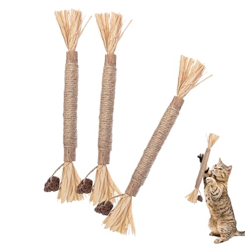 Setauoo Katzen-Kaustab-Spielzeug, 3 x Zahnungs-Kauspielzeug, Katzenzahnreinigungsspielzeug, Holzzahnstab, Katzenspiel für aggressive Kauer, erhöht den Appetit Setauoo Katzen-Kaustab-Spielzeug, 3 x Zahnungs-Kauspielzeug, Katzenzahnreinigungsspielzeug, Holzzahnstab, Katzenspiel für aggressive Kauer, erhöht den Appetit von Setauoo