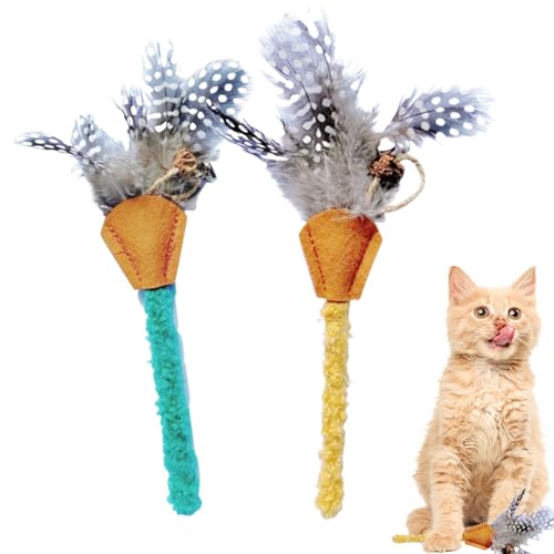 Setauoo Katzenstab-Spielzeug, 2 x Katzenstab-Spielzeug, interaktives Zahnwerkzeug, Feder für Kätzchen, fördert Jagdinstinkte und beseitigt Langeweile Setauoo Katzenstab-Spielzeug, 2 x Katzenstab-Spielzeug, interaktives Zahnwerkzeug, Feder für Kätzchen, fördert Jagdinstinkte und beseitigt Langeweile von Setauoo