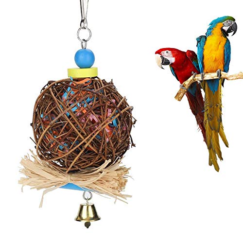 Vogelkauspielzeug, Vogel-Kauspielzeug aus natürlichem,Rattanball mit Papierstreifen und Metallglocke, Vogelpapageienspielzeug Schaukel für Vögel, Sittiche, Papagei Thront Vogelkauspielzeug, Vogel-Kauspielzeug aus natürlichem,Rattanball mit Papierstreifen und Metallglocke, Vogelpapageienspielzeug Schaukel für Vögel, Sittiche, Papagei Thront von Seully