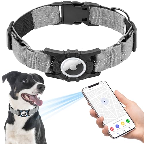 Seyezo Airtag Hundehalsband, verbessertes reflektierendes Airtag-Hundehalsband, strapazierfähiges Haustierhalsband mit Airtag-Halter, verstellbares Nylon-Welpenhalsband für kleine, mittelgroße und Seyezo Airtag Hundehalsband, verbessertes reflektierendes Airtag-Hundehalsband, strapazierfähiges Haustierhalsband mit Airtag-Halter, verstellbares Nylon-Welpenhalsband für kleine, mittelgroße und von Seyezo