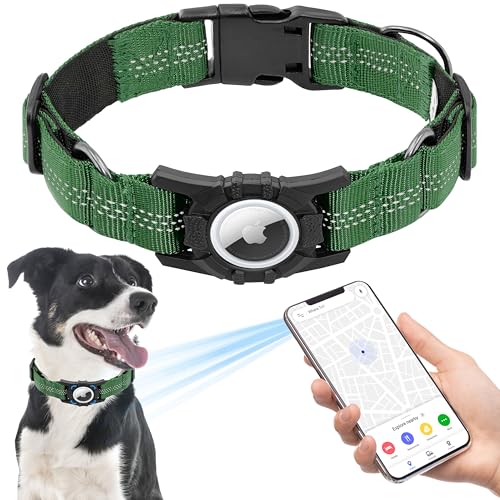 Seyezo Airtag Hundehalsband, verbessertes reflektierendes Airtag-Hundehalsband, strapazierfähiges Haustierhalsband mit Airtag-Halter, verstellbares Nylon-Welpenhalsband für kleine, mittelgroße und Seyezo Airtag Hundehalsband, verbessertes reflektierendes Airtag-Hundehalsband, strapazierfähiges Haustierhalsband mit Airtag-Halter, verstellbares Nylon-Welpenhalsband für kleine, mittelgroße und von Seyezo