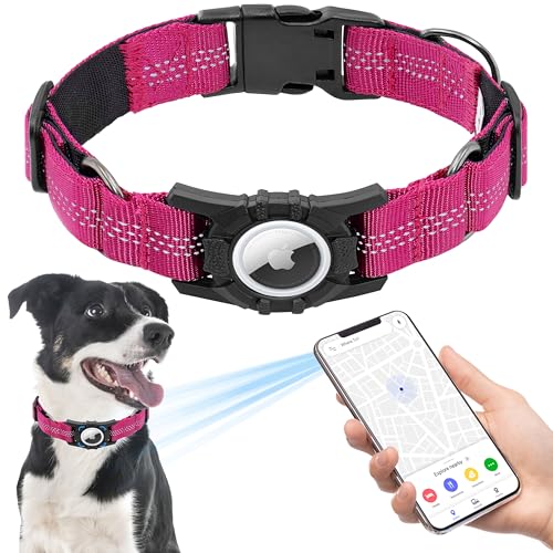 Seyezo Airtag Hundehalsband, verbessertes reflektierendes Airtag-Hundehalsband, strapazierfähiges Haustierhalsband mit Airtag-Halter, verstellbares Nylon-Welpenhalsband für kleine, mittelgroße und Seyezo Airtag Hundehalsband, verbessertes reflektierendes Airtag-Hundehalsband, strapazierfähiges Haustierhalsband mit Airtag-Halter, verstellbares Nylon-Welpenhalsband für kleine, mittelgroße und von Seyezo