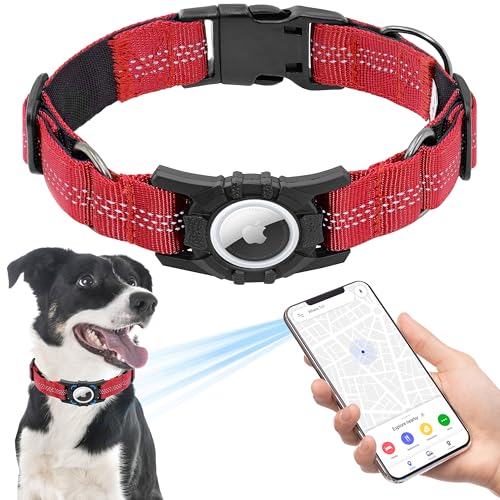 Seyezo Airtag Hundehalsband, verbessertes reflektierendes Airtag-Hundehalsband, strapazierfähiges Haustierhalsband mit Airtag-Halter, verstellbares Nylon-Welpenhalsband für kleine, mittelgroße und Seyezo Airtag Hundehalsband, verbessertes reflektierendes Airtag-Hundehalsband, strapazierfähiges Haustierhalsband mit Airtag-Halter, verstellbares Nylon-Welpenhalsband für kleine, mittelgroße und von Seyezo