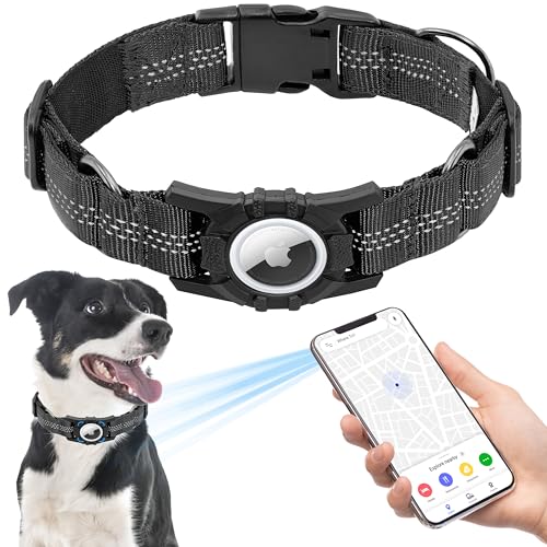 Seyezo Airtag Hundehalsband, verbessertes reflektierendes Airtag-Hundehalsband, strapazierfähiges Haustierhalsband mit Airtag-Halter, verstellbares Nylon-Welpenhalsband für kleine, mittelgroße und Seyezo Airtag Hundehalsband, verbessertes reflektierendes Airtag-Hundehalsband, strapazierfähiges Haustierhalsband mit Airtag-Halter, verstellbares Nylon-Welpenhalsband für kleine, mittelgroße und von Seyezo