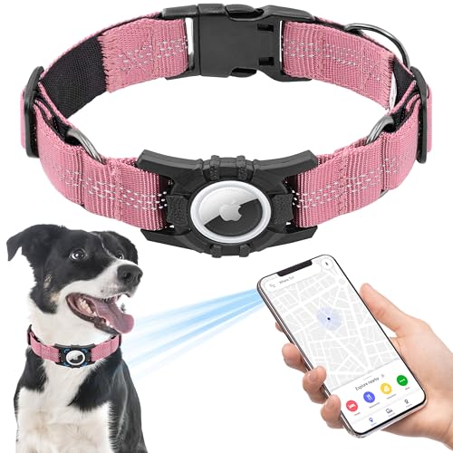 Seyezo Airtag Hundehalsband, verbessertes reflektierendes Airtag-Hundehalsband, strapazierfähiges Haustierhalsband mit Airtag-Halter, verstellbares Nylon-Welpenhalsband für kleine, mittelgroße und Seyezo Airtag Hundehalsband, verbessertes reflektierendes Airtag-Hundehalsband, strapazierfähiges Haustierhalsband mit Airtag-Halter, verstellbares Nylon-Welpenhalsband für kleine, mittelgroße und von Seyezo