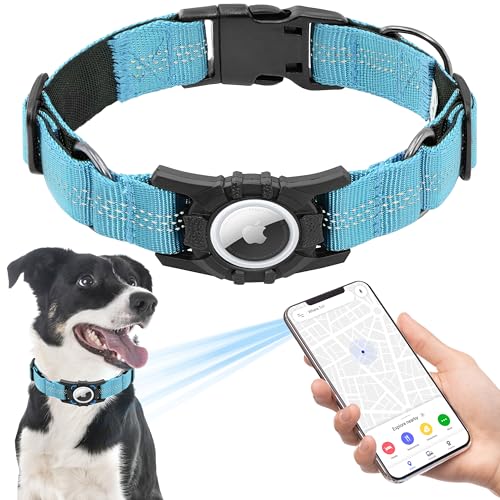 Seyezo Airtag Hundehalsband, verbessertes reflektierendes Airtag-Hundehalsband, strapazierfähiges Haustierhalsband mit Airtag-Halter, verstellbares Nylon-Welpenhalsband für kleine, mittelgroße und Seyezo Airtag Hundehalsband, verbessertes reflektierendes Airtag-Hundehalsband, strapazierfähiges Haustierhalsband mit Airtag-Halter, verstellbares Nylon-Welpenhalsband für kleine, mittelgroße und von Seyezo
