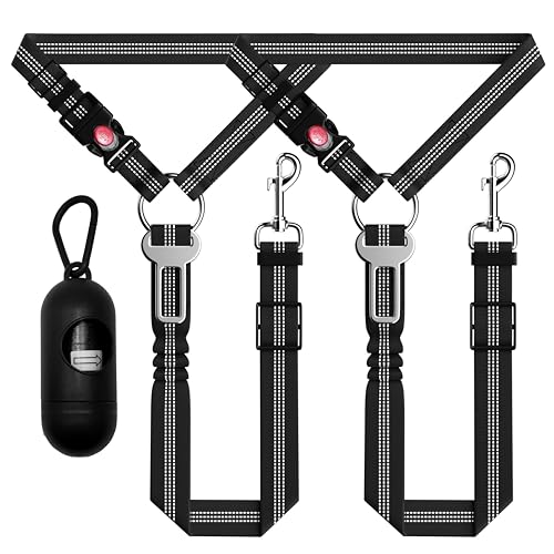 Seyezo Auto-Sicherheitsgurt-Set für Hunde, 3-teilig, einziehbar, verstellbar, reflektierend, für Kopfstützen des Fahrzeugs, Sicherheitsfessel, strapazierfähig und hochelastisch, Schwarz Seyezo Auto-Sicherheitsgurt-Set für Hunde, 3-teilig, einziehbar, verstellbar, reflektierend, für Kopfstützen des Fahrzeugs, Sicherheitsfessel, strapazierfähig und hochelastisch, Schwarz von Seyezo